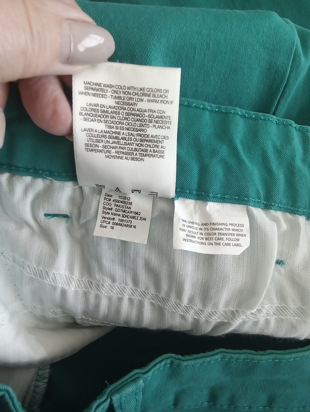 Jones New York Teal Green Stretch Cotton Jeans 16 - Picture 5 of 7